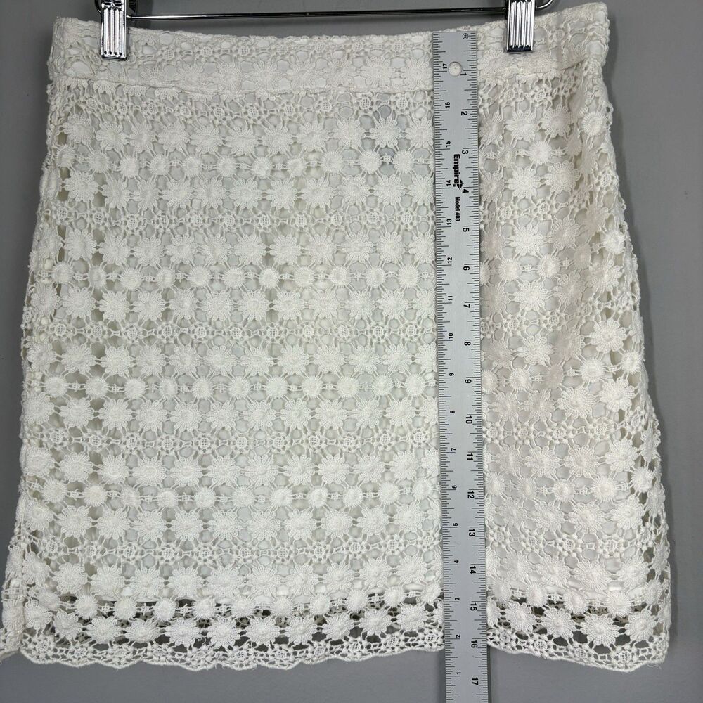 Divided by H&M Skirt Womens 6 Ivory Cotton Crochet Lace Coquette Angelcore Fairy - Picture 8 of 11